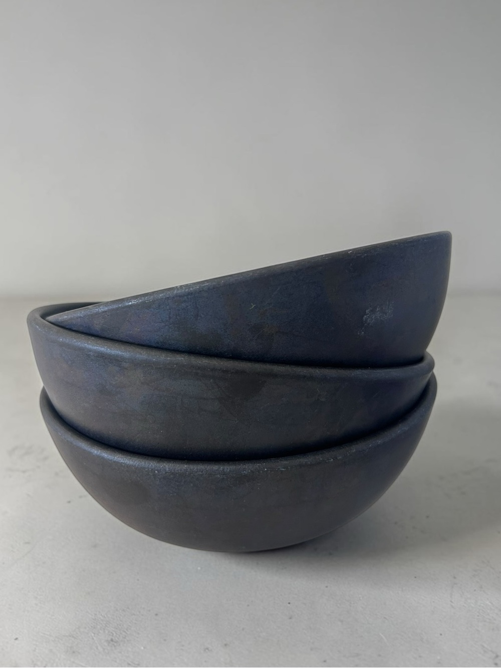 Heath Ceramics Sausalito Salad Cereal Onyx Bowls Set of 3 Black Ceramic 6.5”